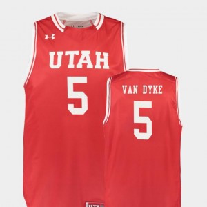 #5 Red College Basketball Replica Parker Van Dyke University of Utah Jersey For Men's
