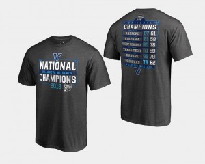 Basketball National Champions Heather Gray For Men's 2018 Dropstep Big & Tall Villanova University T-Shirt