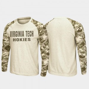 Oatmeal Raglan Long Sleeve Desert Camo For Men VT Hokies T-Shirt OHT Military Appreciation