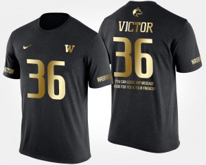 Men's Gold Limited Azeem Victor Washington T-Shirt #36 Short Sleeve With Message Black