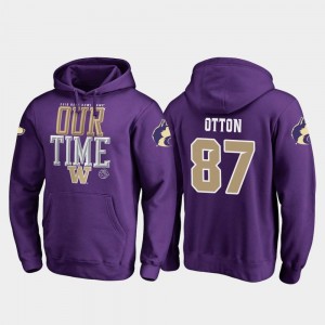 Fanatics Branded Counter #87 Men's Purple 2019 Rose Bowl Bound Cade Otton UW Hoodie