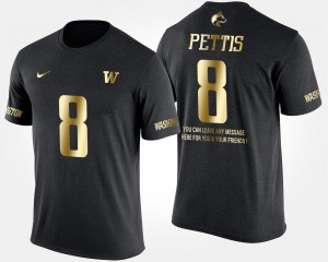 Men's Gold Limited #8 Dante Pettis Washington Huskies T-Shirt Black Short Sleeve With Message