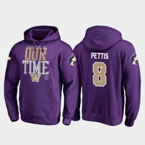 #8 For Men Fanatics Branded Counter Dante Pettis UW Huskies Hoodie Purple 2019 Rose Bowl Bound