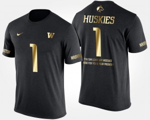 Black No.1 Short Sleeve With Message Gold Limited UW T-Shirt Men's #1