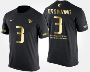 #3 Black Gold Limited Jake Browning UW Huskies T-Shirt Short Sleeve With Message For Men's