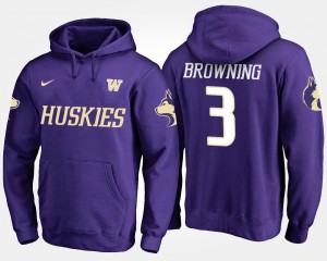 Purple For Men's Name and Number #3 Jake Browning Washington Huskies Hoodie