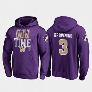 Purple Fanatics Branded Counter Jake Browning UW Huskies Hoodie Men's #3 2019 Rose Bowl Bound