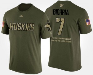 Military Short Sleeve With Message #7 Camo For Men's Keishawn Bierria UW Huskies T-Shirt
