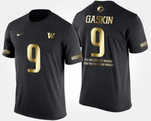 Myles Gaskin Washington Huskies T-Shirt Short Sleeve With Message Black Gold Limited For Men's #9