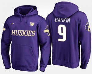 Purple Myles Gaskin Washington Huskies Hoodie #9 Name and Number For Men's