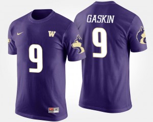 Mens Purple Myles Gaskin Washington Huskies T-Shirt #9 Name and Number