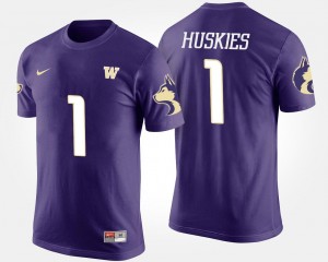 University of Washington T-Shirt Mens #1 No.1 Short Sleeve Name and Number Purple