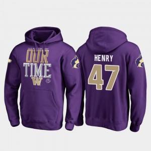 Peyton Henry Washington Huskies Hoodie Purple Men Fanatics Branded Counter 2019 Rose Bowl Bound #47