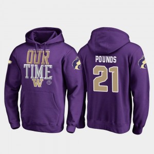 Quinten Pounds UW Huskies Hoodie Fanatics Branded Counter 2019 Rose Bowl Bound #21 For Men's Purple
