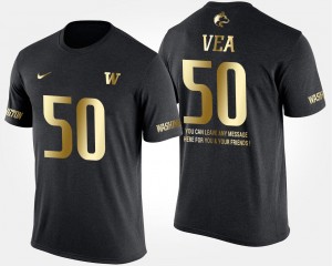 Gold Limited Short Sleeve With Message #50 Vita Vea Washington Huskies T-Shirt Mens Black
