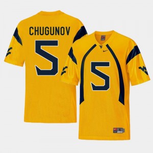 For Men's Chris Chugunov WVU Jersey Gold Replica #5 College Football