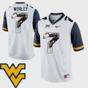 Pictorial Fashion Daryl Worley West Virginia Mountaineers Jersey White #7 For Men Football