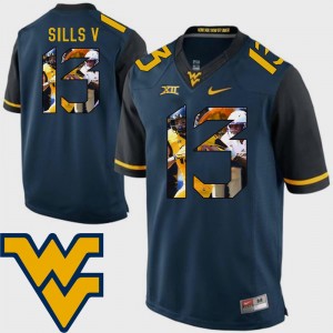 David Sills V Mountaineers Jersey Football Navy Pictorial Fashion #13 Men's
