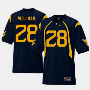 College Football Elijah Wellman West Virginia Mountaineers Jersey Navy #28 Replica Mens