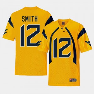 #12 For Men's Replica Gold Geno Smith Mountaineers Jersey College Football