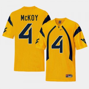 Mens Gold #4 Kennedy McKoy West Virginia Mountaineers Jersey Replica College Football