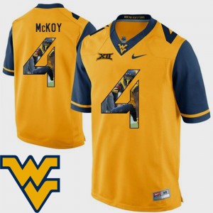 Kennedy McKoy Mountaineers Jersey Pictorial Fashion Football Gold Men's #4