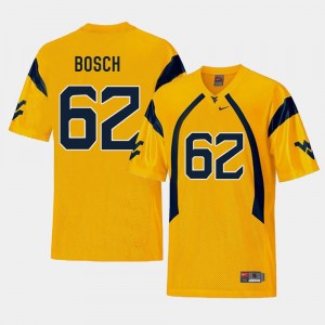 College Football Replica #62 Mens Kyle Bosch West Virginia Jersey Gold