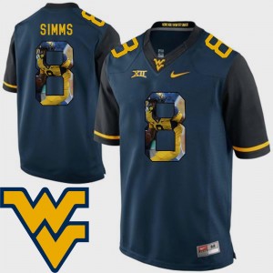 For Men's Marcus Simms Mountaineers Jersey Navy Pictorial Fashion Football #8