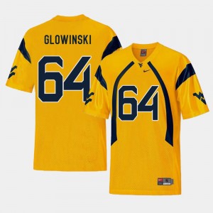 Replica Gold #64 College Football Men Mark Glowinski Mountaineers Jersey