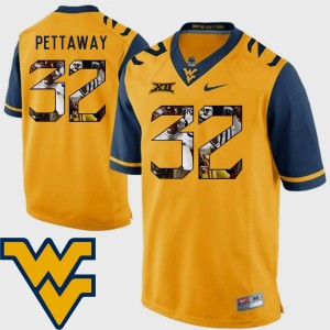 Football Pictorial Fashion #32 Martell Pettaway West Virginia University Jersey Mens Gold