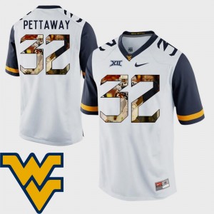 White Football #32 For Men's Pictorial Fashion Martell Pettaway West Virginia Jersey