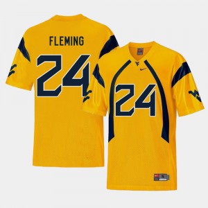 Gold Men's College Football #24 Maurice Fleming West Virginia Mountaineers Jersey Replica