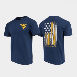 WVU T-Shirt Navy Men Baseball Flag Comfort Colors