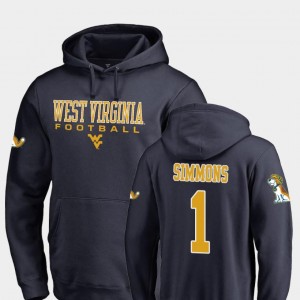 #1 Fanatics Branded Football True Sport T.J. Simmons West Virginia University Hoodie Navy For Men's