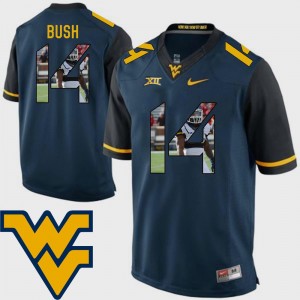 Men's Pictorial Fashion #14 Tevin Bush West Virginia Jersey Football Navy