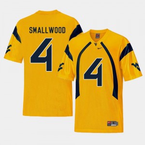 Men's Replica #4 College Football Gold Wendell Smallwood Mountaineers Jersey