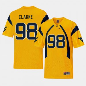 Will Clarke West Virginia University Jersey Gold For Men College Football Replica #98