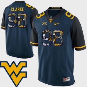 Football #98 For Men's Pictorial Fashion Navy Will Clarke Mountaineers Jersey