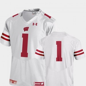 For Men's #1 White Premier Under Armour Wisconsin Badgers Jersey College Football