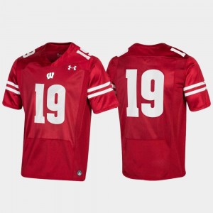Red #19 Replica Under Armour For Men Wisconsin Badgers Jersey