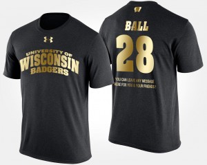 Black #28 For Men Short Sleeve With Message Gold Limited Montee Ball UW T-Shirt