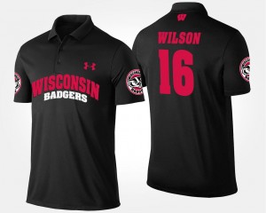 Name and Number Mens Russell Wilson Wisconsin Polo Black #16