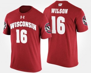 Russell Wilson University of Wisconsin T-Shirt Red Name and Number Mens #16