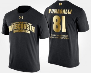 Troy Fumagalli Wisconsin Badgers T-Shirt Gold Limited For Men's Short Sleeve With Message #81 Black