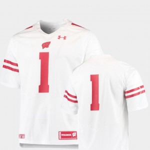 Team Replica Under Armour Wisconsin Badgers Jersey College Football Mens #1 White