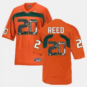 #20 Ed Reed Miami Jersey For Men Player Pictorial Orange