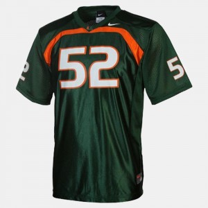 Green College Football Ray Lewis Hurricanes Jersey Men's #52