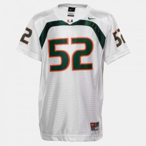 Ray Lewis University of Miami Jersey #52 College Football White For Kids