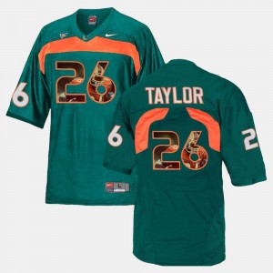 Green For Men's #26 Player Pictorial Sean Taylor University of Miami Jersey