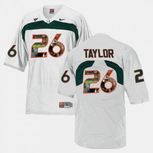 For Men Player Pictorial White Sean Taylor Miami Hurricanes Jersey #26